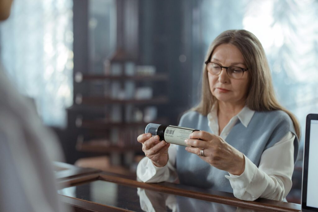 Patient reviewing medication information